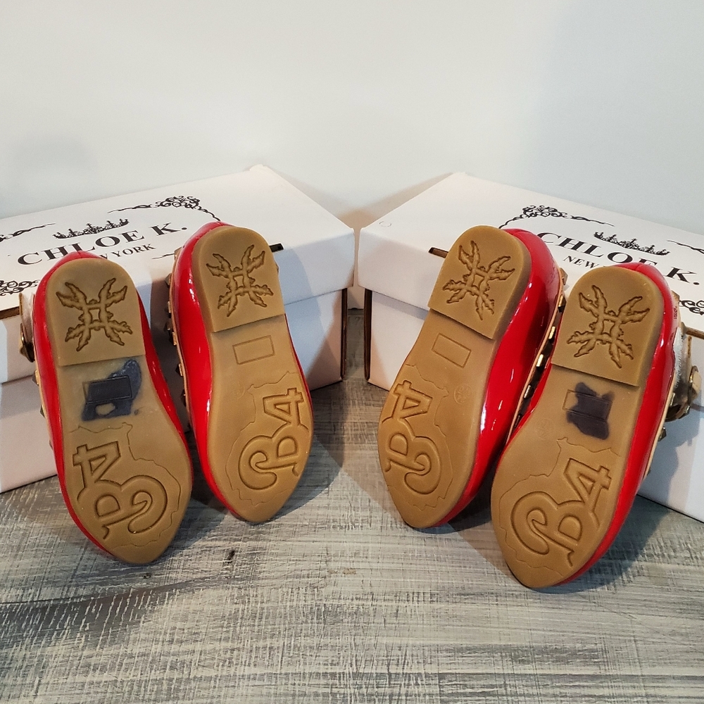 Chloe K. Toddler Girl Rock Stud Red Dress Shoes - Picture 7 of 8